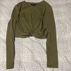 Army green crop top